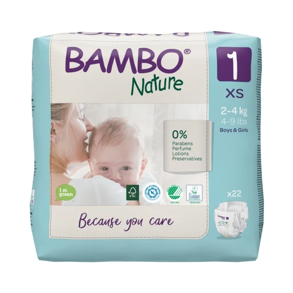 Fraldas Tam.1 (2-4 KG) - 22 unidades Bambo Nature - Image 2