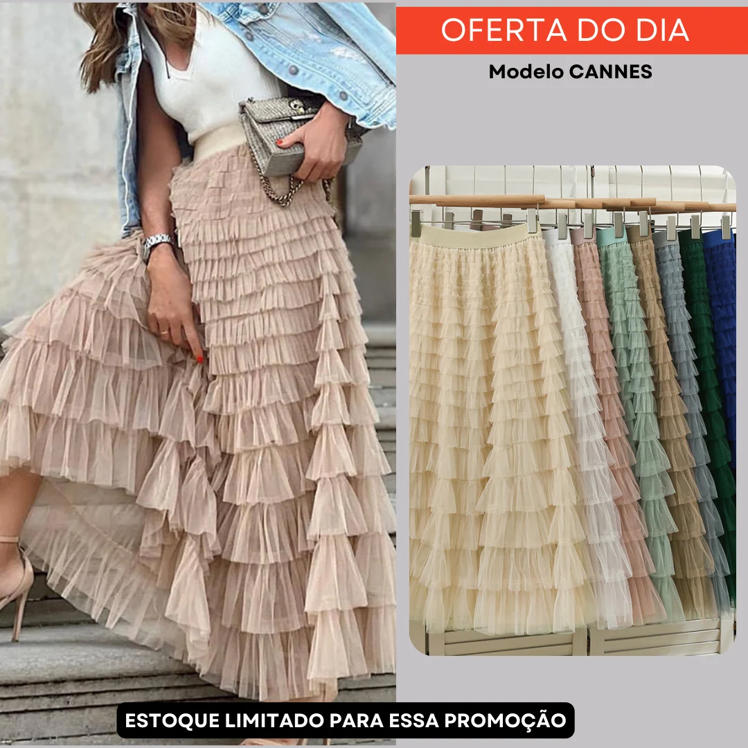 Saia Tule - Modelo Cannes - Oferta Relâmpago do Dia - Só HOJE