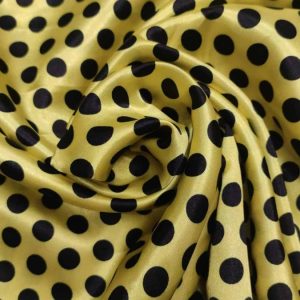Cetim | Estampado | Carnaval | Bola Preta | Fundo Amarelo