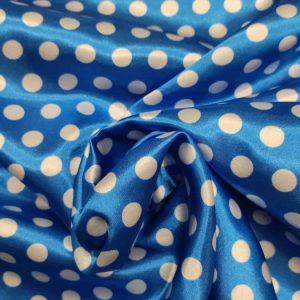 Cetim | Estampado | Carnaval | Bola Branca | Fundo Azulão