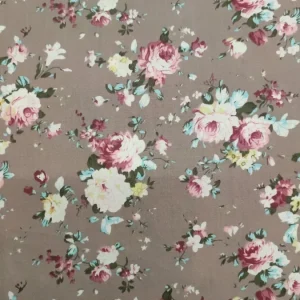 Tecido Algodão | 100% Algodão | Estampado | Floral | Fundo Toupeira