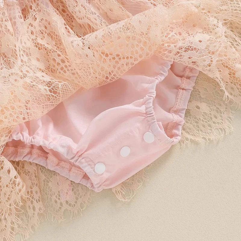 Vestido Infantil de Renda Rosa com Bordado Floral – Roupa de Festa para Bebês e Meninas - Image 7