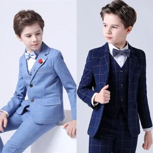 Terno Infantil Xadrez com Gravata Borboleta