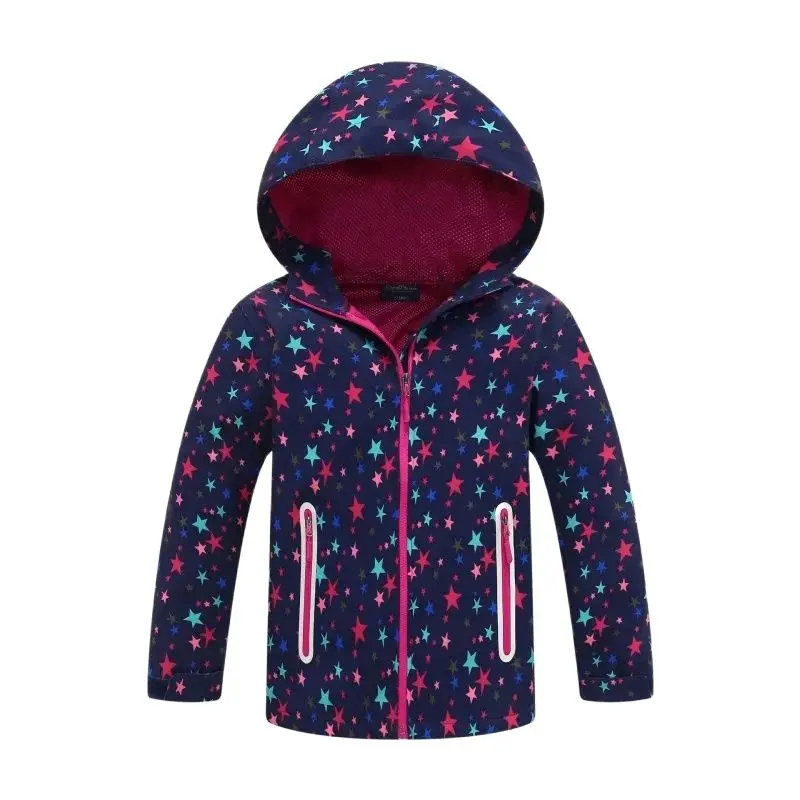 Jaqueta Infantil Impermeável Forrada em Fleece – Corta-Vento de Primavera e Outono para Meninas - Image 6