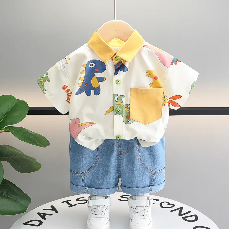 Conjunto Infantil de Verão com Estampa de Dinossauro – Camisa e Short 2 Peças - Image 2