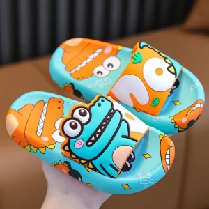 Chinelo Infantil Dinossauro Azul – Sandália Slide Confortável e Antiderrapante para Meninos e Meninas - Bebê Dorminhoco