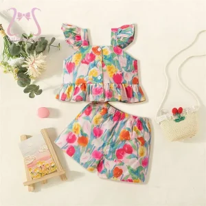Conjunto Infantil Feminino Floral Colorido – Bebê Dorminhoco