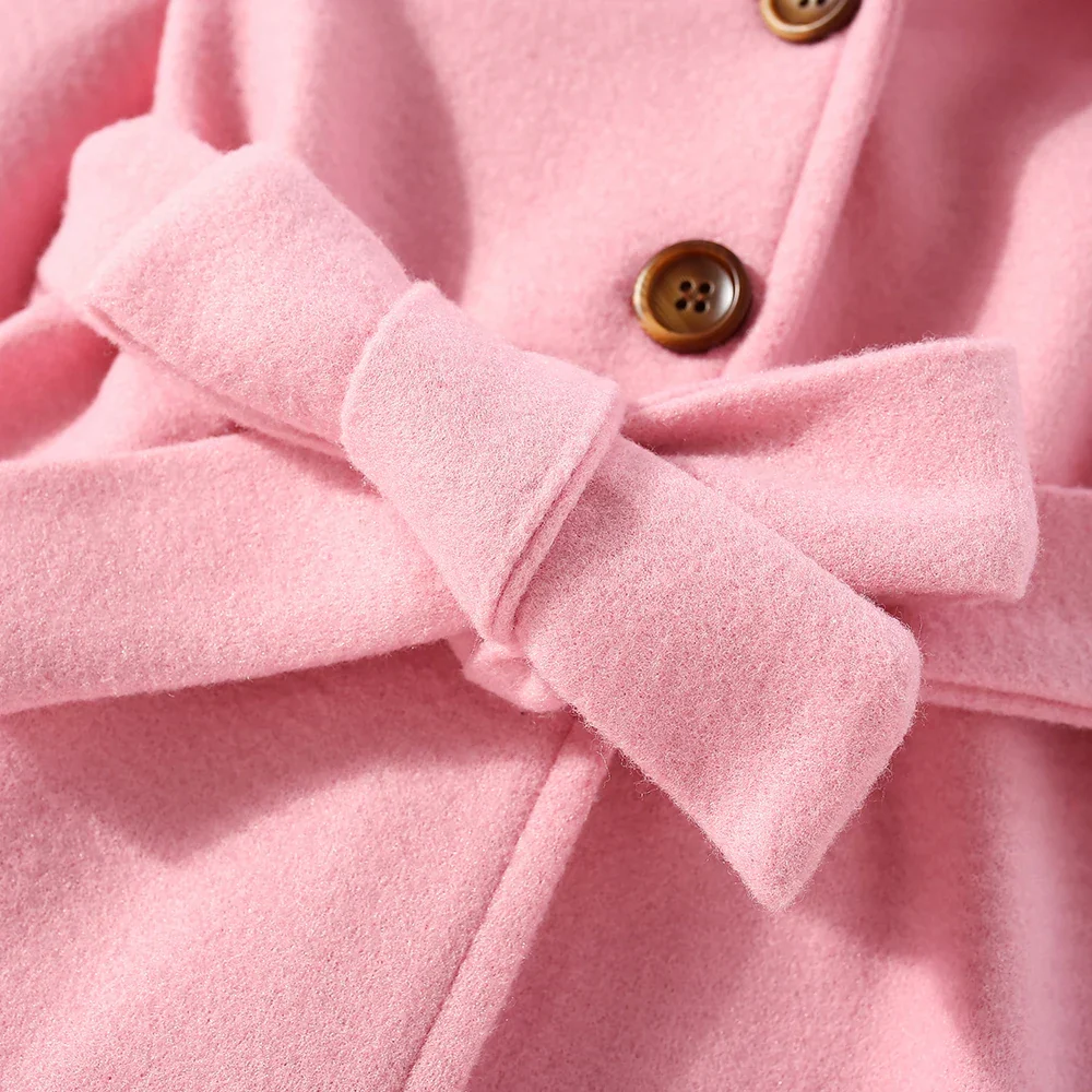 Casaco Infantil de Inverno com Capuz e Laço – Pelúcia Rosa Quentinha para Meninas - Image 7