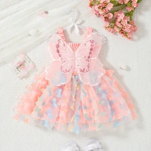 Vestido Princesa Bebê com Asas de Borboleta