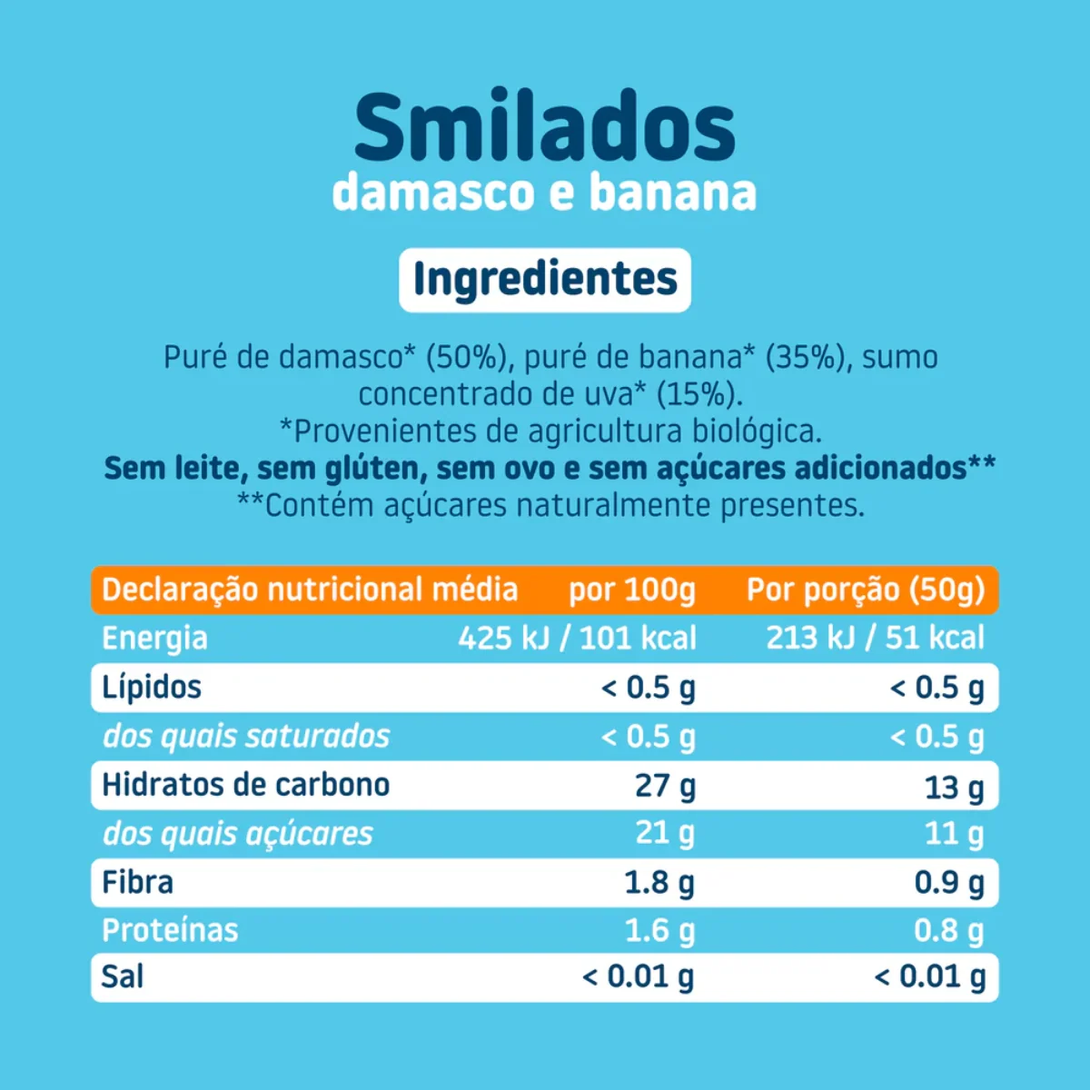 Smilados Damasco e Banana Biológico - 5 uni. x 50g. Smileat - Image 6