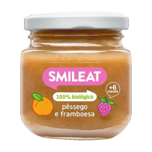 Boião Pêssego e Framboesa Biológico, 130g Smileat