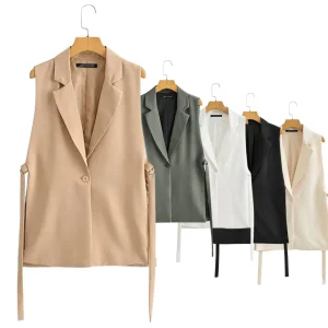 Colete Feminino alfaiataria com fivela na Lateral - Modelo Zara