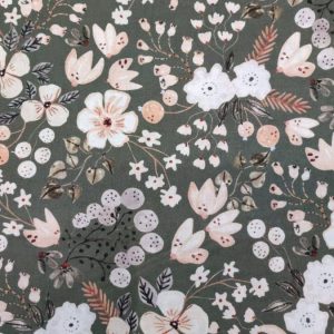 Tecidos 100% Algodão | Estampado Digital | Floral ( Verde )