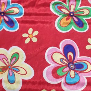 Cetim | Estampado | Carnaval | Flores | Fundo Vermelho