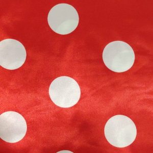 Cetim | Estampado | Carnaval | Bola Branca | Fundo Vermelho