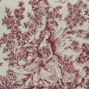 Atoalhado | 100% Poliéster | Estampado | Toile de Jouy | Bordô