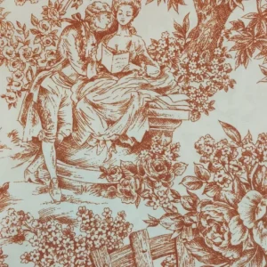 Atoalhado | 100% Poliéster | Estampado | Toile de Jouy | Laranja
