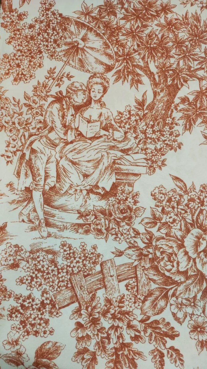 Atoalhado | 100% Poliéster | Estampado | Toile de Jouy | Laranja - Image 2