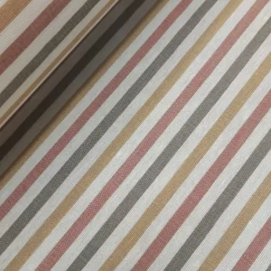 Tecidos Resinados | Estampado | Linho Alentejano | Riscas 5mm | Multicolorido Terra(309)
