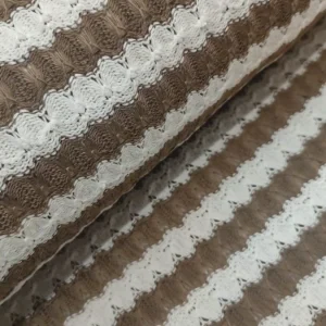 Tecido Confeção | Vestuário | Crochet Jacquard | Riscas | Camel