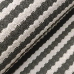 Tecido Confeção | Vestuário | Crochet Jacquard | Riscas | Verde Seco