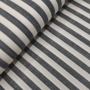 Tecido Confeção | Vestuário | Viscose | Fio Tingido | Riscas 1cm | Preto
