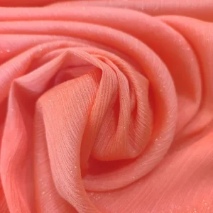 Tecido Confeção | Vestuário | Chiffon com Brilhantes | Coral