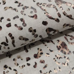 Tecido Confeção | Vestuário | Viscose com Linho | Print Animal Metalizado