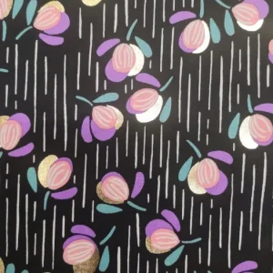 Tecido Confeção | Vestuário | Viscose | Digital | Floral Lurex Dourado