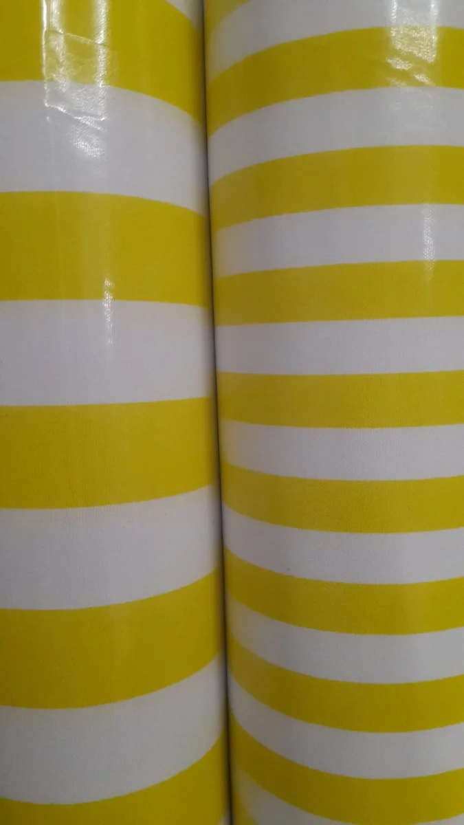 Tecido Plastificado | Estampado | Riscas | Amarelo Neon | Risca 1,5CM - Image 5