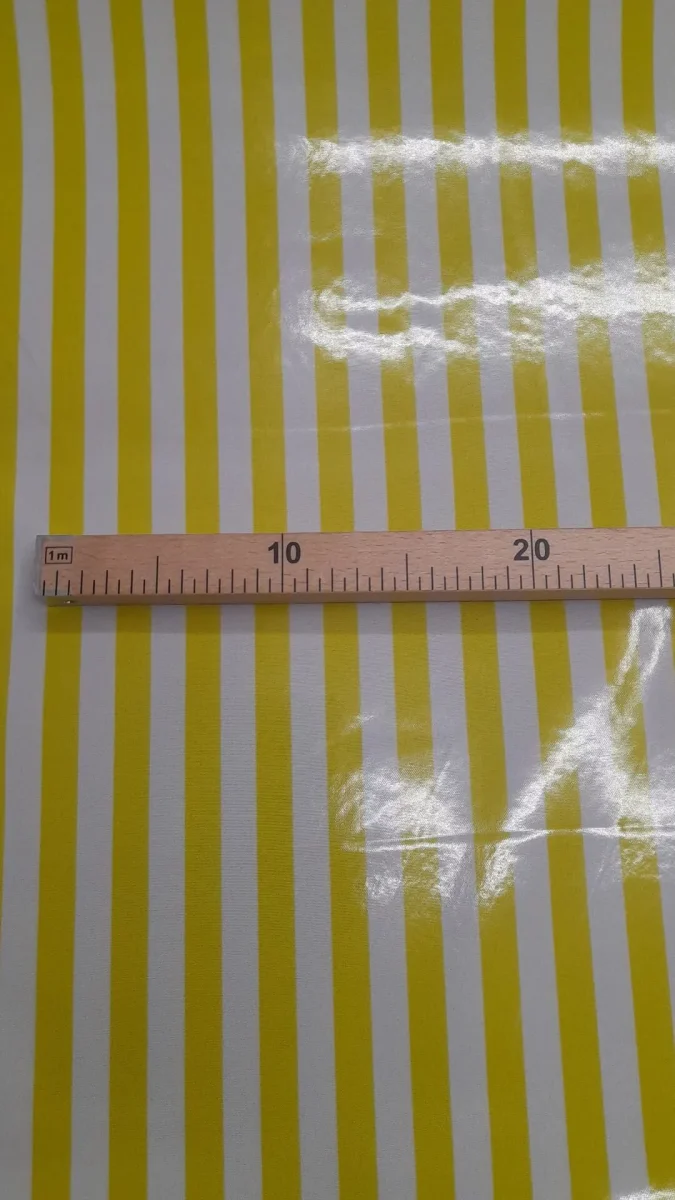 Tecido Plastificado | Estampado | Riscas | Amarelo Neon | Risca 1,5CM - Image 3