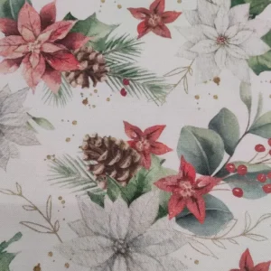 Tecido Toalha | Anti Nódoa | Estampado Natal | Flor de Natal