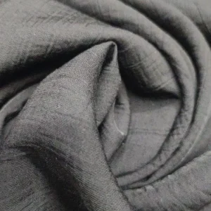 Tecido Viscose | Crinkle (Enrugado) | Liso | Preto (001)